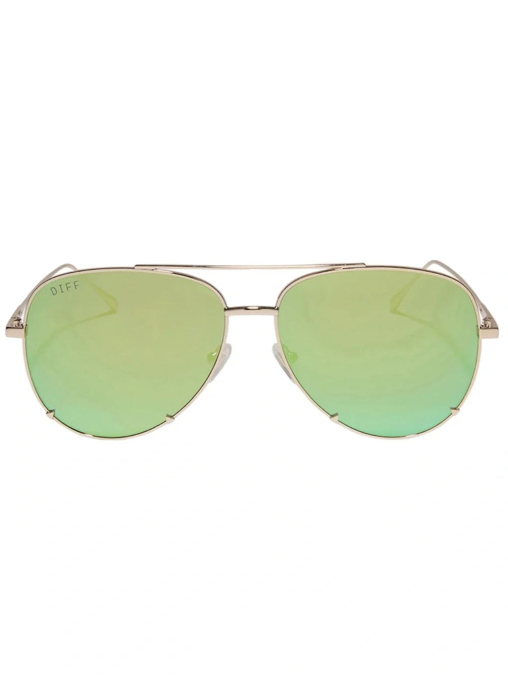 DIFF Scarlett Aviator Sunglasses Gold Frame Turquoise Ice Mirror Lens 63mm NWT